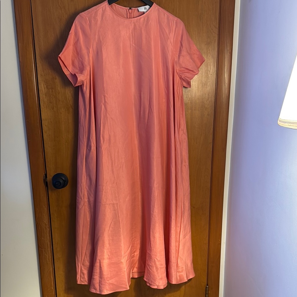 Banana Republic Pink A-Line Midi Dress Crew Neck